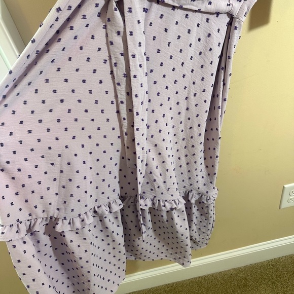 London Times chiffon bow midi dress lavender swiss dot belted size 4 NWT - Picture 6 of 8